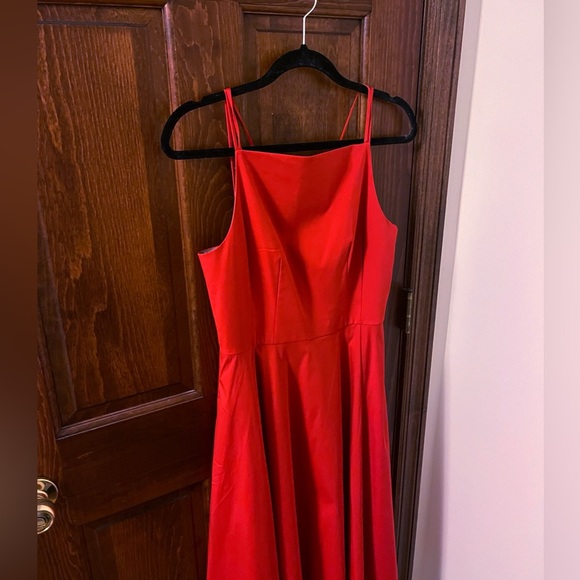 THEORY Red Square Neck Midi Dress Good Cotton NWOT Size 6 - Picture 6 of 9